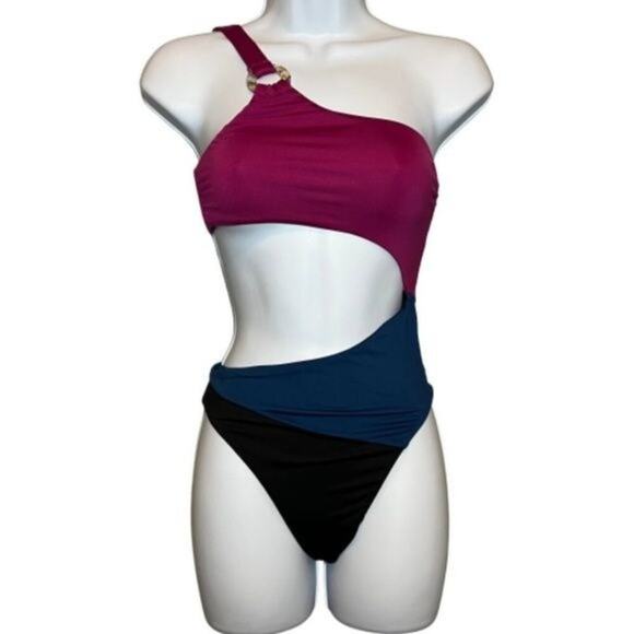 The Bikini Lab Colorblocked Cutout One-Piece Swimsuit, XXS - Picture 1 of 8